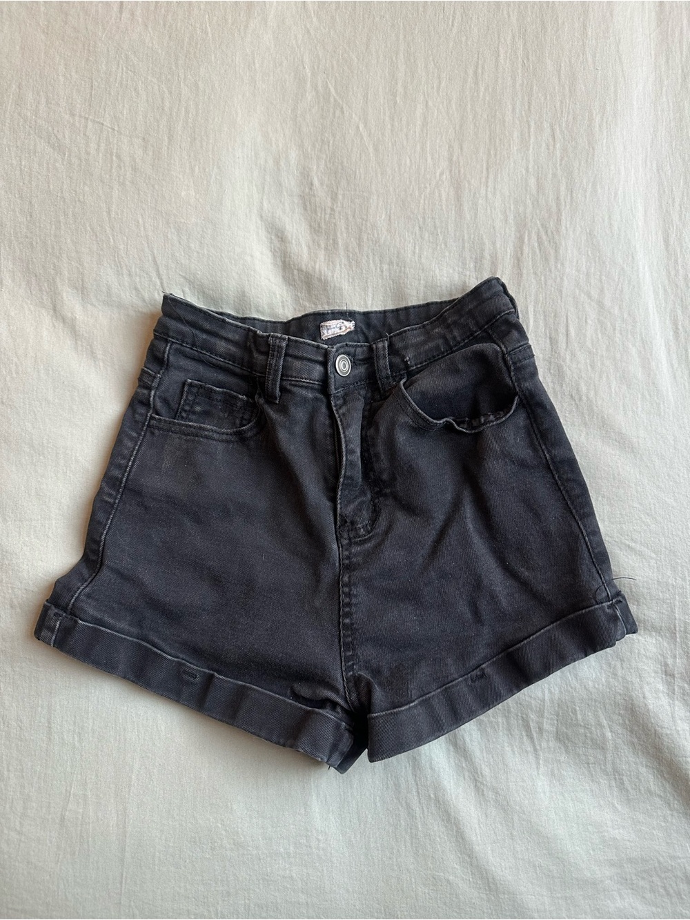 John Galt High-Rise Black Denim Shorts